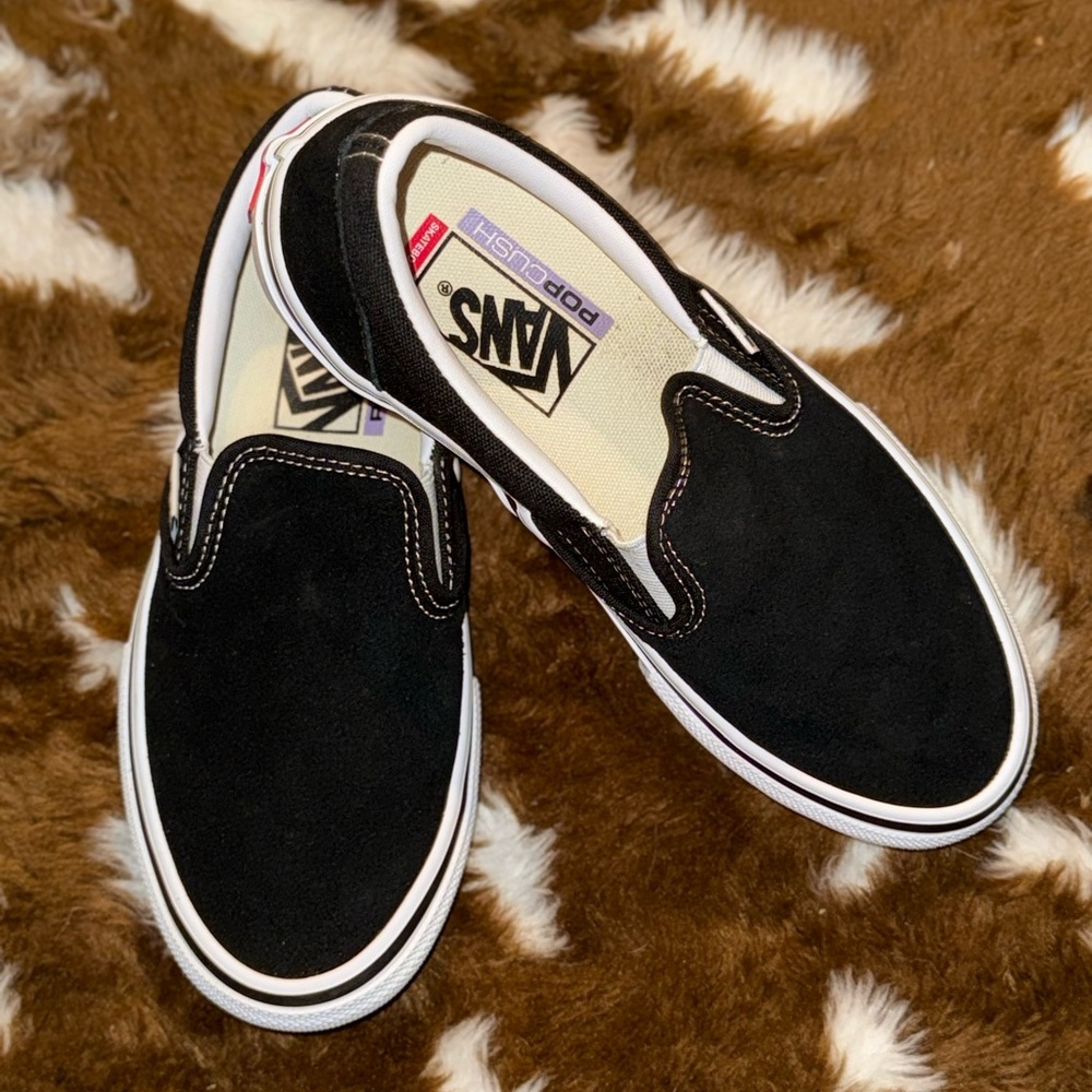 Vans Women’s Black Slip-On Sneakers With The Pop Cush Insoles